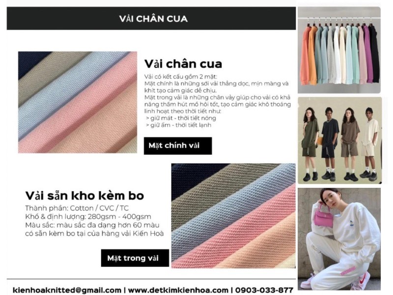 Ứng dụng vải chân cua