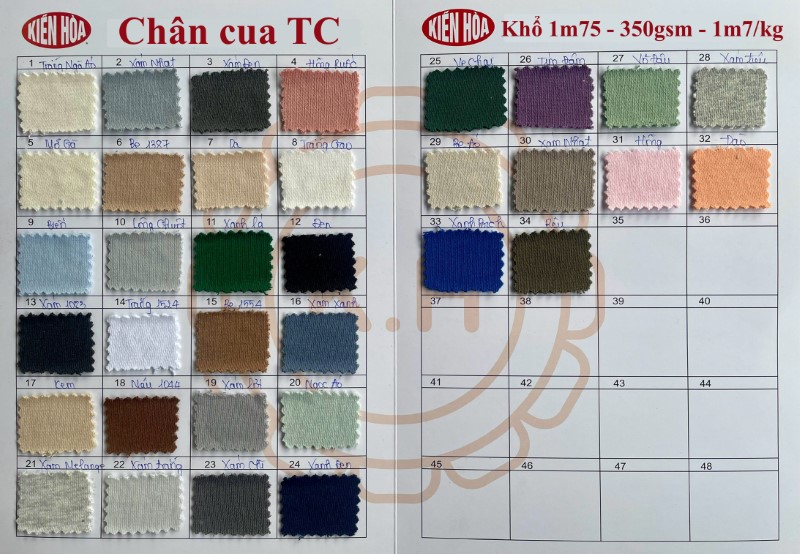 Bảng mày vải chân cua TC